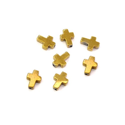 Hematyt krzyż złoty ok. 6x8mm [przekładka]