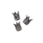 Korona czarna z białymi cyrkoniami 12x8mm [przekładka, metal]