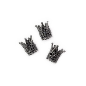 Korona czarna z  czarnymi cyrkoniami 12x8mm [przekładka, metal]