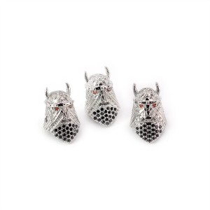 Maska wojownika srebrna 17x10x11mm [przekładka, metal]