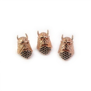 Maska wojownika różowe złoto  17x10x11mm [przekładka, metal]