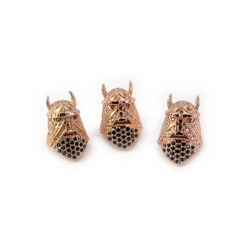 Maska wojownika różowe złoto  17x10x11mm [przekładka, metal]