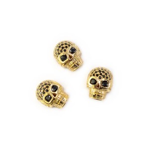 Czaszka złota z czarnymi cyrkoniami 13x10x7mm [przekładka, metal]