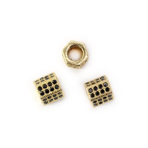 Przekładka złota z cyrkoniami 8x8mm [przekładka, metal]