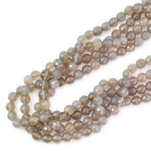 Agat szary kula fasetowana ok. 8mm