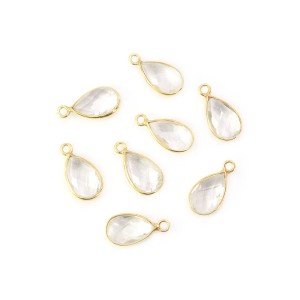 Kryształ górski kropla ok. 16x8mm [zawieszka, srebro pozłacane 925]