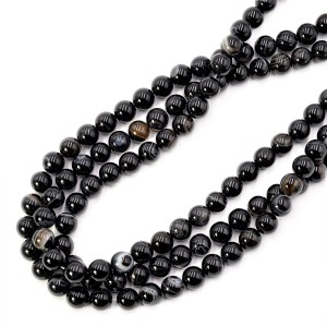 Agat pasiasty czarny kula gładka ok. 10mm 
