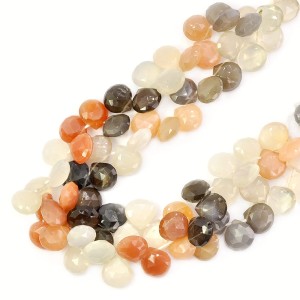 Mix kamień słoneczny, księżycowy Brioletka (serce fasetowane) ok. 12x12mm