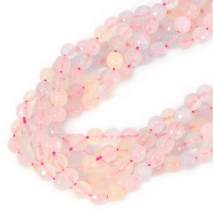 Jadeit morganitowy szklisty kula fasetowana ok. 8mm