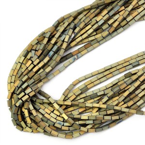 Hematyt złoto zielony matowy prostopadłościan ok. 2x4mm 