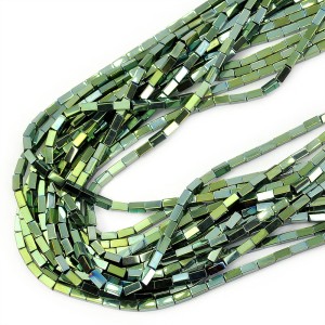 Hematyt zielono złoty prostopadłościan ok. 2x4mm