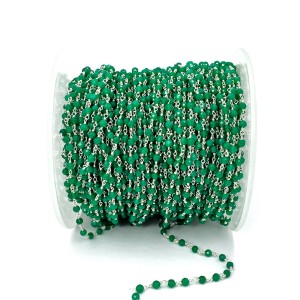 Onyks zielony kula fasetowana ok. 3mm [łańcuszek srebro 925]
