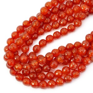Agat karneol kula fasetowana ok. 8mm