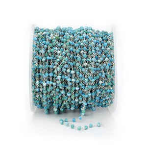 Magnezyt błękitny oponka fasetowana ok. 3,5x2mm [łańcuszek, srebro 925]