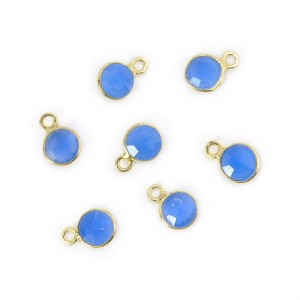 Chalcedon niebieski ok. 10x7mm [zawieszka, srebro pozłacane 925]