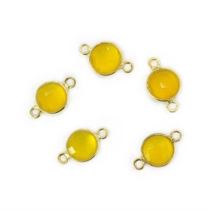 Chalcedon miodowy ok. 16x9mm [łącznik, srebro pozłacane 925]