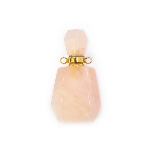Kwarc różowy perfumetka ok. 36x20mm [metal, zawieszka]