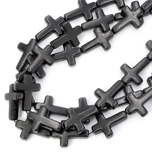 Howlit czarny krzyż ok. 24x18mm