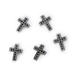 Krzyż srebrny z czarnymi cyrkoniami ok. 13x10mm [przekładka, metal]