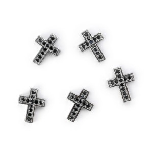 Krzyż srebrny z czarnymi cyrkoniami ok. 13x10mm [przekładka, metal]