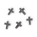 Krzyż srebrny z czarnymi cyrkoniami ok. 13x10mm [przekładka, metal]