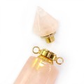 Kwarc różowy perfumetka ok. 42x15mm [zawieszka, metal, kolor złoty]