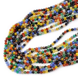Agat wielokolorowy kula fasetowana ok. 3mm 
