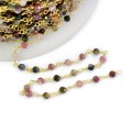 Turmalin mix kula fasetowana ok. 3mm [łańcuszek, srebro pozłacane 925]