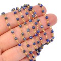 Lapis lazuli kula fasetowana ok. 3mm [łańcuszek, srebro pozłacane 925]