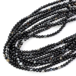 Agat pasiasty czarny kula gładka ok. 4mm