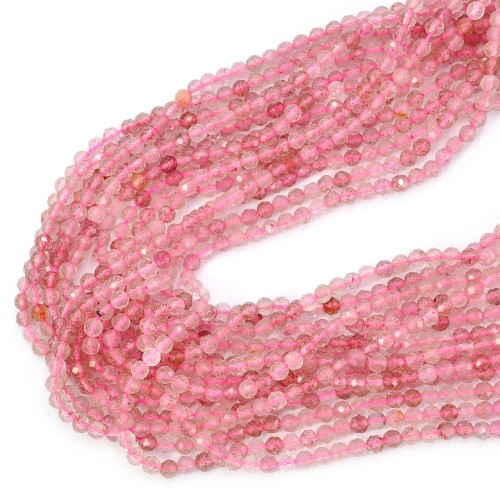 Kwarc truskawkowy kula fasetowana ok. 3,5mm