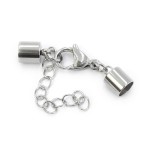 Zestaw do wklejania rzemienia ok. 7mm [stal szlachetna, kolor srebrny] 