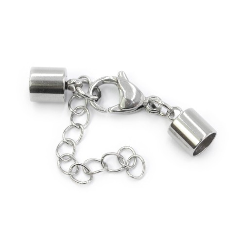 Zestaw do wklejania rzemienia ok. 7mm [stal szlachetna, kolor srebrny]