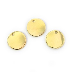 Blaszka okrągła zakrzywiona ok. 13mm [zawieszka, stal, kolor złoty]
