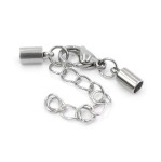 Zestaw do wklejania rzemienia ok. 4mm [stal szlachetna, kolor srebrny]