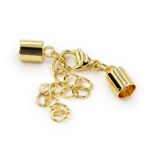 Zestaw do wklejania rzemienia ok. 6mm [stal szlachetna, kolor złoty]