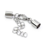Zestaw do wklejania rzemienia ok. 6mm [stal szlachetna, kolor srebrny] 