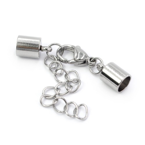 Zestaw do wklejania rzemienia ok. 6mm [stal szlachetna, kolor srebrny]