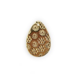 Blaszka w kwiatki ok. 24x16mm [zawieszka, stal, kolor złoty]