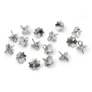 Krawatka kwiatek do wklejania ok. 8mm [stal szlachetna, kolor srebrny] 