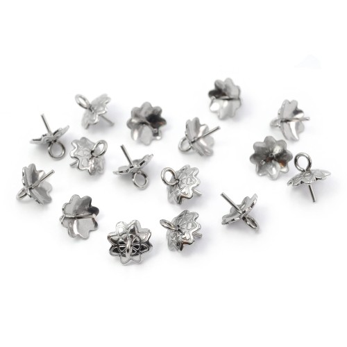 Krawatka kwiatek do wklejania ok. 8mm [stal szlachetna, kolor srebrny]