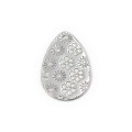 Blaszka w kwiatki ok. 24x16mm [zawieszka, stal, kolor srebrny]