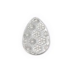 Blaszka w kwiatki ok. 24x16mm [zawieszka, stal, kolor srebrny] 