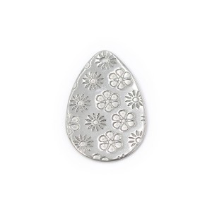 Blaszka w kwiatki ok. 24x16mm [zawieszka, stal, kolor srebrny] 