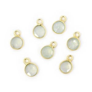 Chalcedon aqua ok. 10x7mm [zawieszka, srebro pozłacane 925]