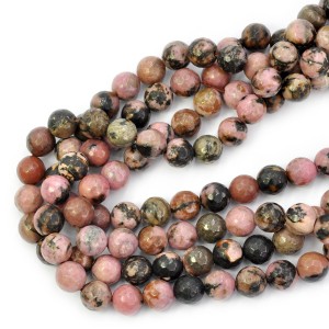 Rodonit różowo czarny kula fasetowana ok. 8mm 