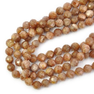 Kamień słoneczny ciemny beżowy kula fasetowana ok. 10mm