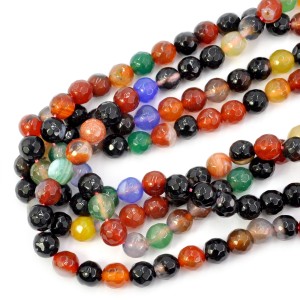 Agat wielokolorowy kula fasetowana ok. 8mm