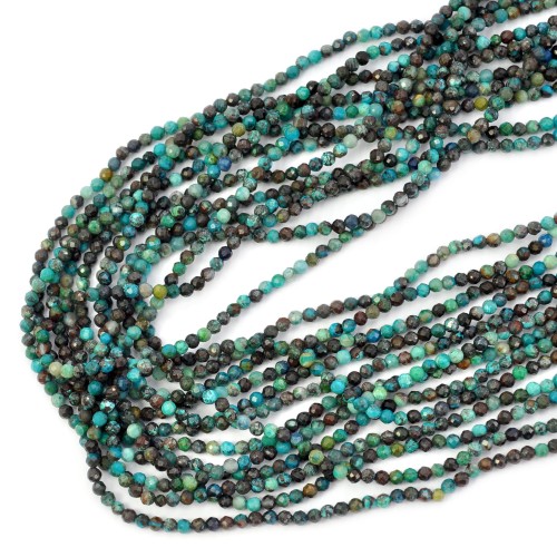 Chryzokola niebiesko czarna kula fasetowana ok. 2,2mm