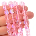 Cyrkonia szklana różowa kula gładka ok. 8mm